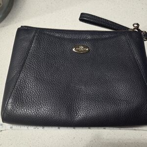 Coach Navy Leather Wristlet